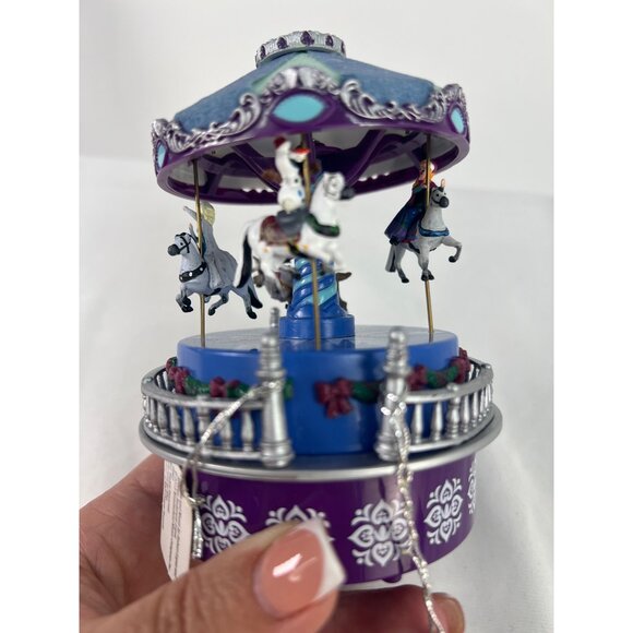 Disney FrozenThemed Mini Carousel Music Box By Mr. Christmas Rotating Horses Bat - Picture 1 of 5